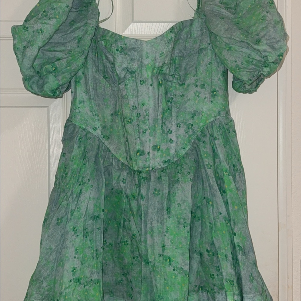 Bardot Green Floral Mini Dress